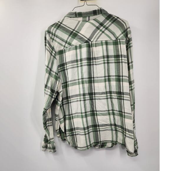 Universal Thread Green Long Sleeve Button Down Plaid Top Womens Size XXL - Picture 2 of 4